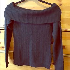 Black off-the-shoulder cashmere sweater